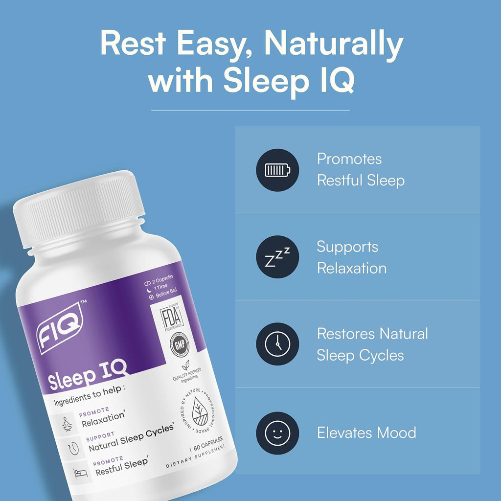 Formula IQ - Sleep IQ - Sleep Aid - Magnesium Supplement with 5 mg Melatonin, Lemon Balm, & Valerian Root - 60 Capsules
