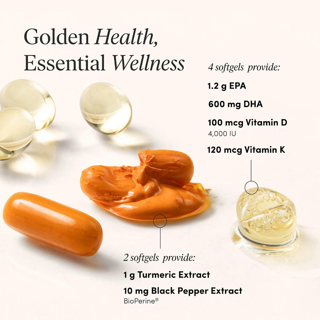 The 'Pause Life Turmeric + Omega 3 + Vitamin D & K2 Bundle, 60 & 120 Count | Turmeric with black pepper for joint & bone support bundled with fish oil + D3 & K2 for immune health. Gluten & dairy free.