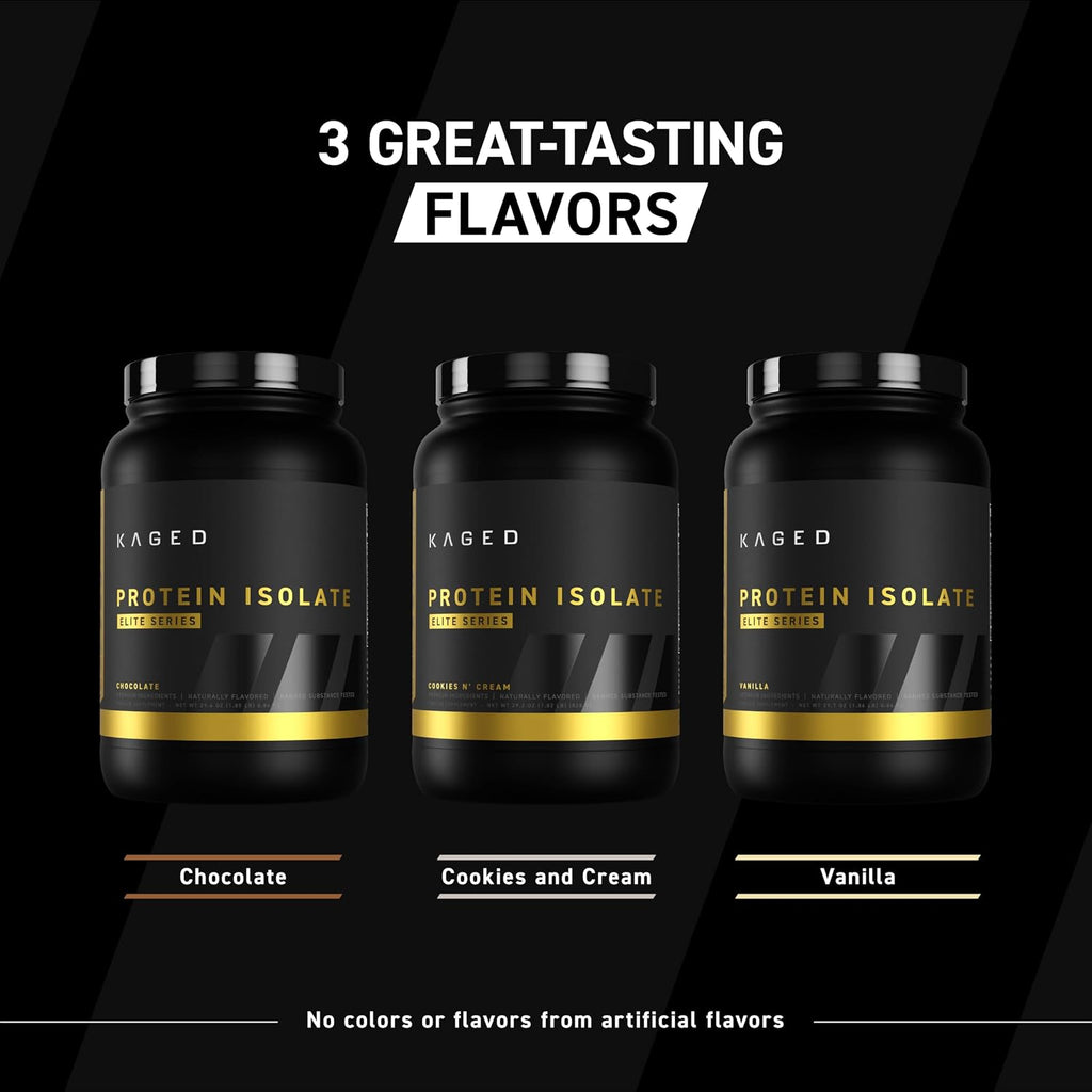 Kaged Whey Protein Isolate Elite Powder | Vanilla | Whey, Casein, & Milk Protein Blend | Post Workout Recovery Drink | Supports Muscle Building | Supplements for Men & Women | 2 lbs