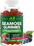 Sea Moss 3000mg Gummies with Bladderwrack and Burdock Root for Men & Women | Natural Irish Sea Moss Superfood for Immune, Thyroid and Detox Support - Extra Strength, Berry Flavor, Gluten-Free, Vegan