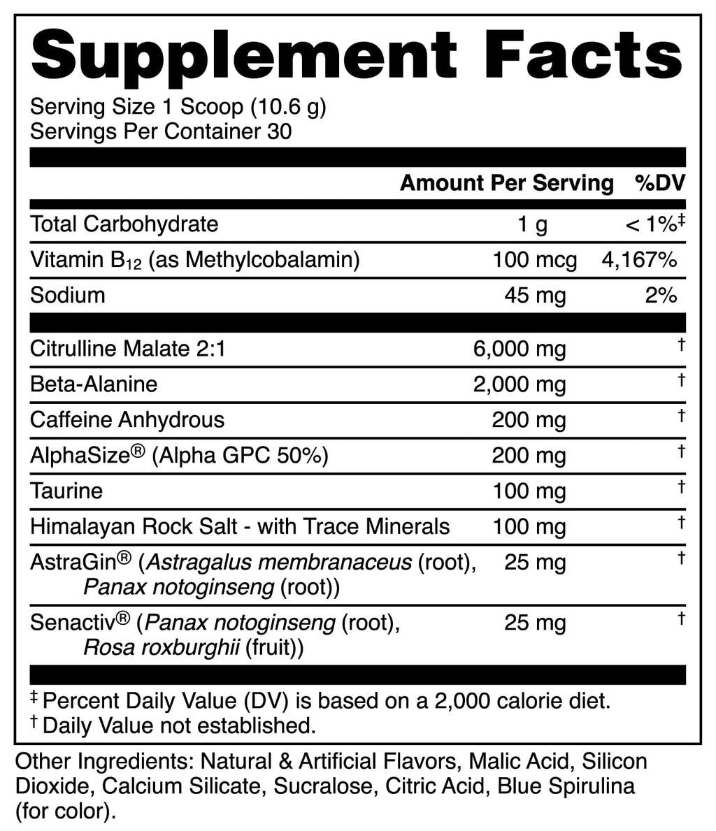 Bucked Up Pre Workout - Best Tasting - 6 Grams Citrulline, 2 Grams Beta Alanine Non Proprietary Blend, Powder (Strawberry Kiwi)