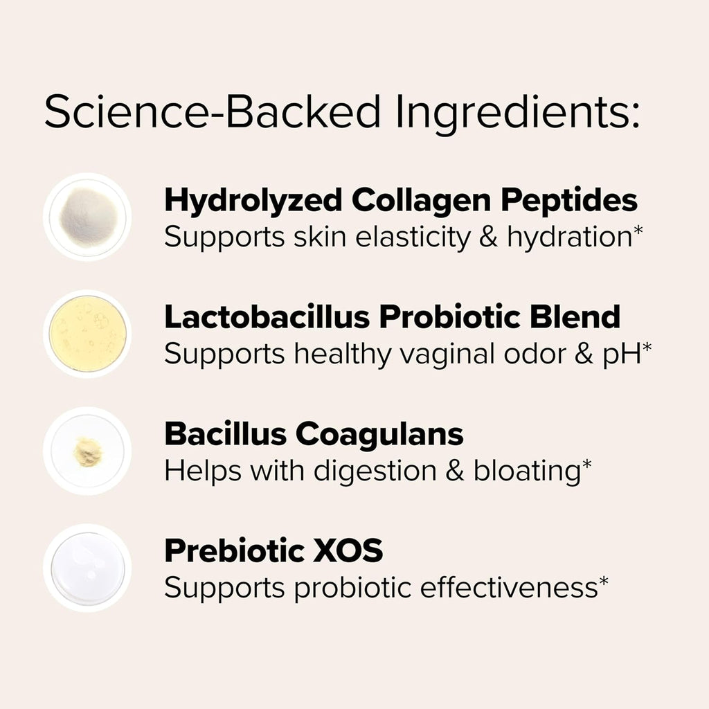 URO Probiotic + Collagen Powder – Vaginal, Skin & Gut Health – 20 Servings