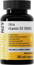 Vitamin D3 5000 IU (125 mcg),360 Day Supply Vitamin D Softgels | USP-Grade Provitas® Softgels with MCT & Olive Oil,High Potency Immune & Bone,Muscle Health Support Supplement,Non-GMO