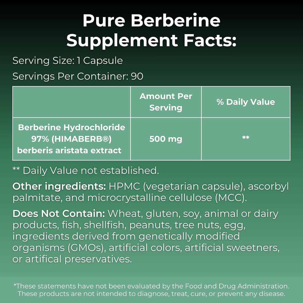 MYOXCIENCE Pure Berberine Himaberb | 500 mg of Berberine HCl per Serving | 90 Servings