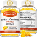 2 Pack Acetyl L-Carnitine Gummies, L-Carnitine Supplement for Women & Men, Nutrition Supplement for Boost Energy, Immunity & Brain Health, Vegan, Non-GMO, Mango Flavor, 120 Count