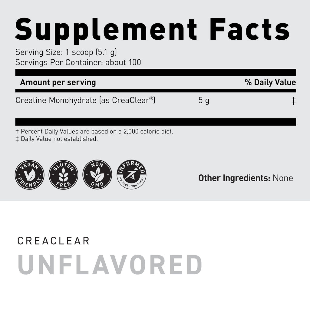 Kaged CreaClear Creatine Monohydrate Powder | Mixes Clear & Dissolves Completely, No Grit | Premium Micronized Creatine for Strength, Performance & Muscle Support | Unflavored | 30 Servings
