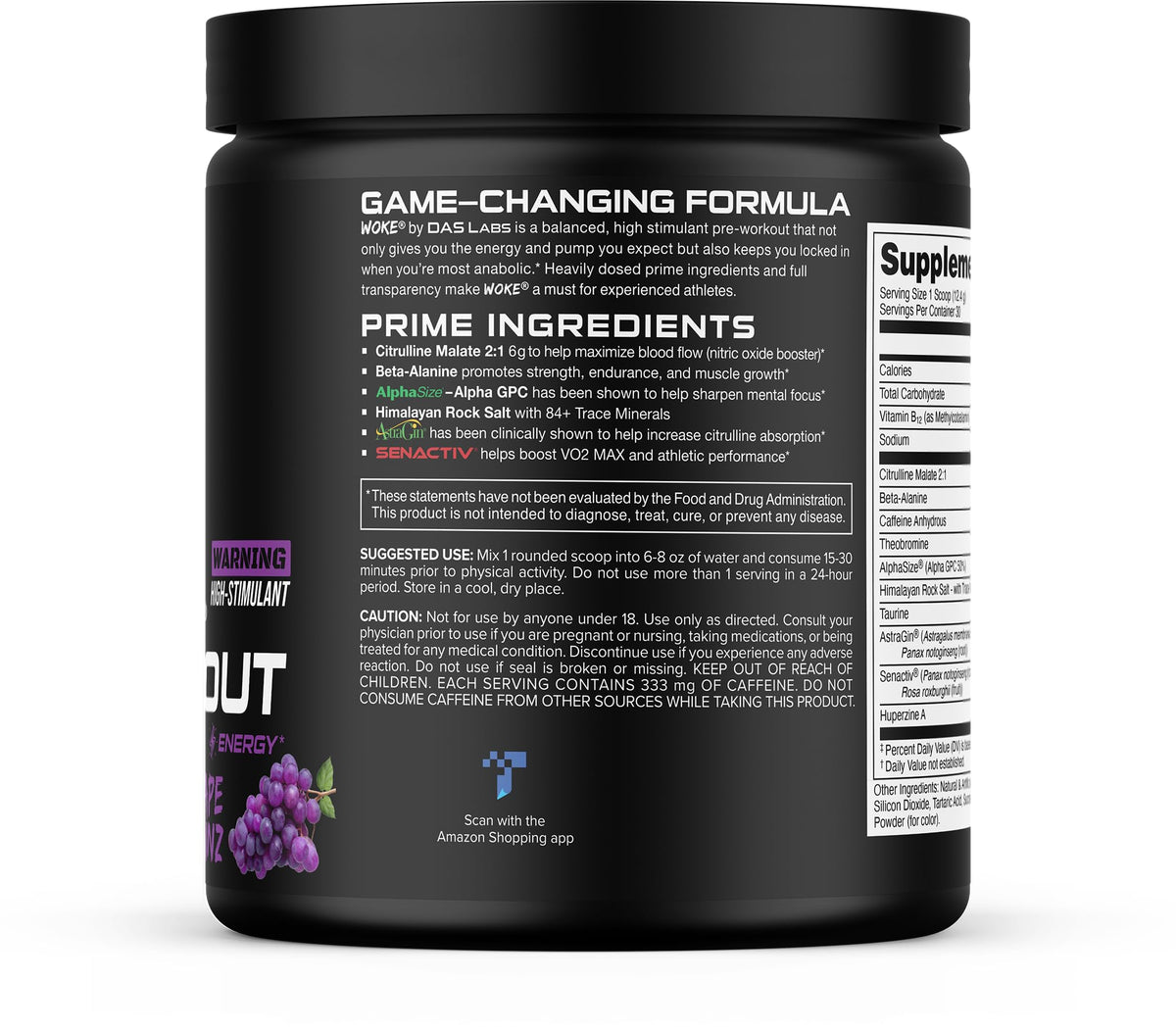 Bucked Up - Woke - HIGH STIM Pre Workout - Best Tasting - Focus Nootropic, Pump, Strength and Growth, 30 Servings (Rocket Pop)