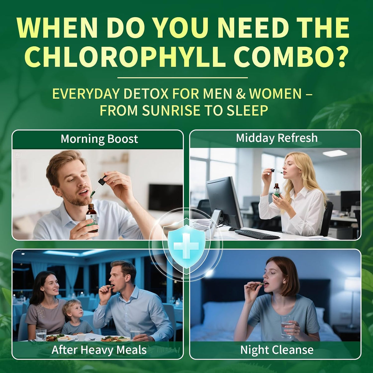 Liquid Chlorophyll Drops with Caps for Immune, Detox & Antioxidant | Chlorophyll Daily Combo for Digestion & Gut Health, Energy, Internal Deodorizer, Vegan, Sugar-Free, 2Oz + 120 Caps