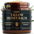 MONIER Beef Tallow and Honey Balm for Skin and Face – Moisturizer | 100%Organic Grass-Fed Beef Tallow & Raw Wild Honey, Natural Formula For Dry & Sensitive Skin, 2oz, Unscented