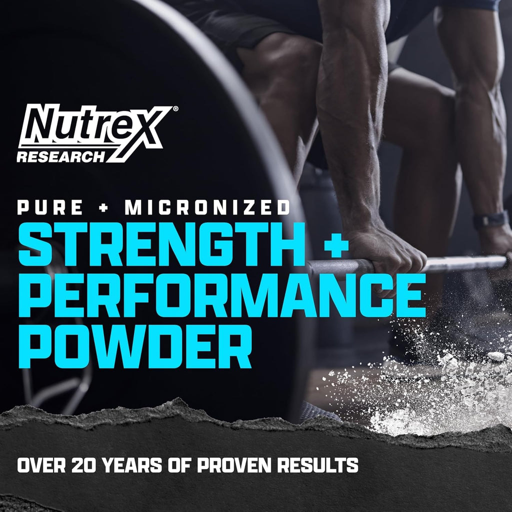 Nutrex Research Micronized Creatine Monohydrate Powder - 200 Servings (1KG) Pure, Unflavored Creatine Monohydrate Supplement for Muscle Gain, Strength and Performance, 5G Per Serv (2.2lbs)