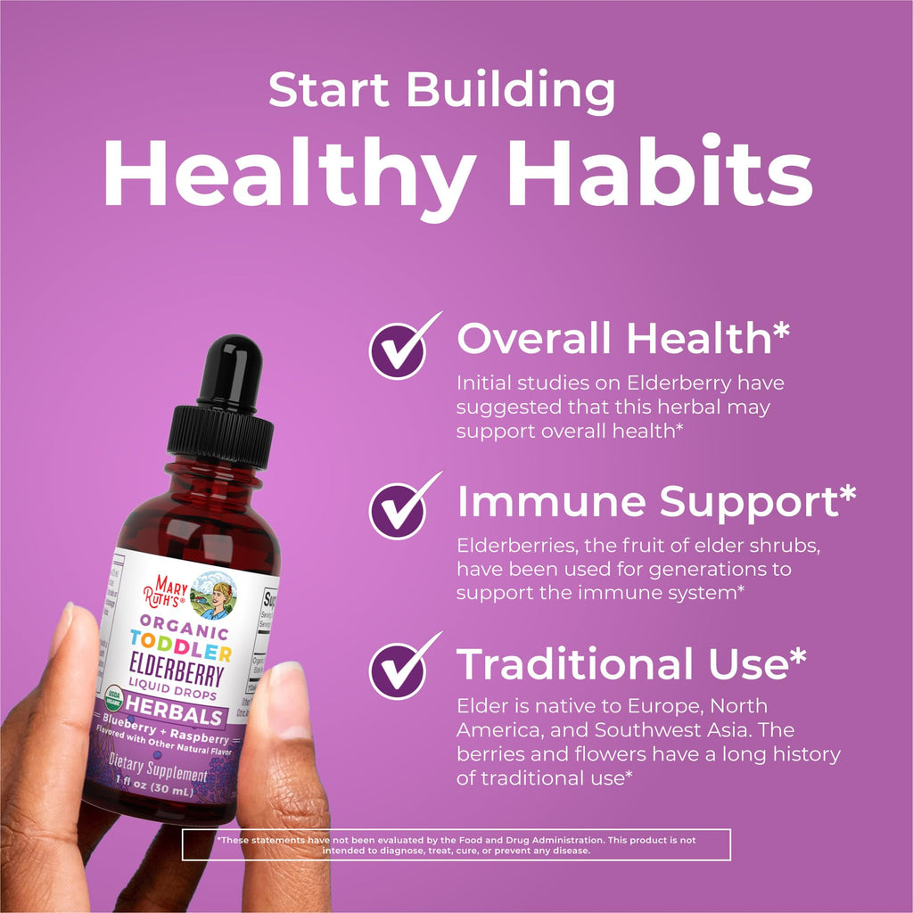 MARYRUTH'S Elderberry Liquid Drops for Adults & Kids | Immune Support | Antioxidant | 150mg Elderberry Extract | USDA Organic | CLP Purity Award | Sugar Free | Vegan | Non-GMO | Gluten Free | 1 oz