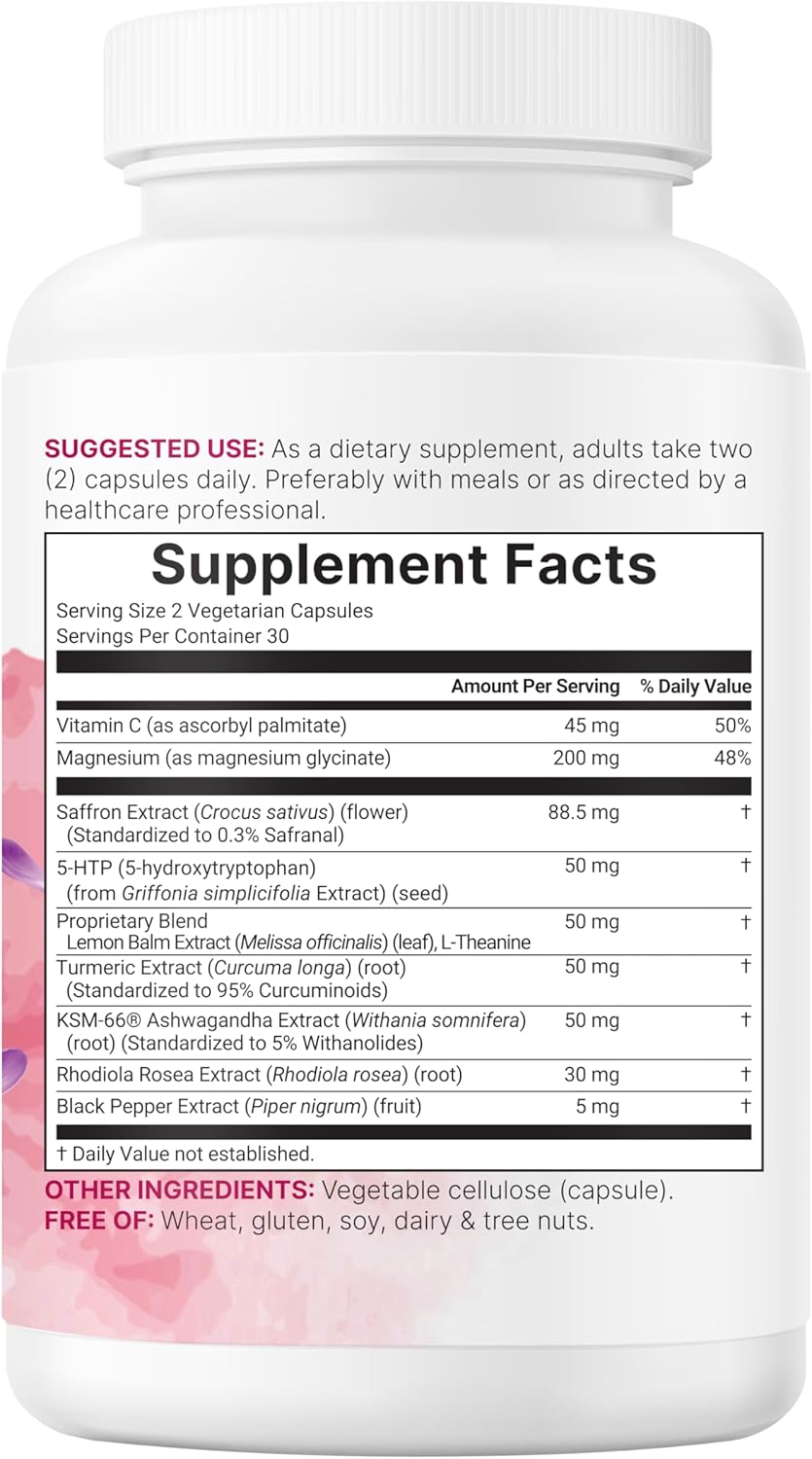 Micro Ingredients Saffron+ Advanced Supplements, 60 Vegetarian Capsules | 10-in-1 with Saffron Extract, Magnesium Glycinate, Turmeric Curcumin, KSM-66 Ashwagandha & Vitamin C. Filler-Free, Non-GMO.