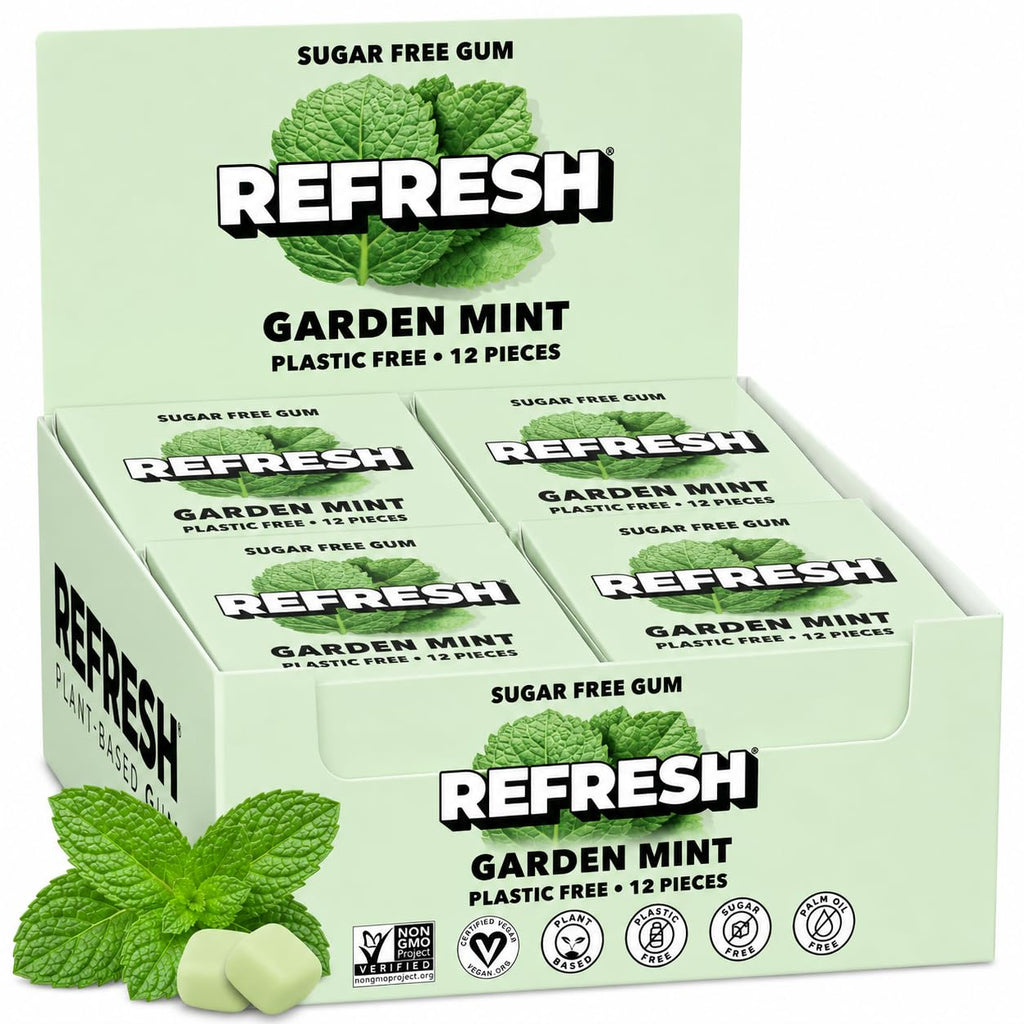 Refresh Sugar Free Chewing Gum with Xylitol, Garden Mint, 12 Pack
