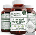 Natural Nutra Chelated Magnesium Oxide 250mg- High Absorption for Strong Bones, Heart Health, Improves Dental Health, Energy Boost, Gluten-Free, Non-GMO, 90Tablets in BPA-Free Recyclable Glass Bottles