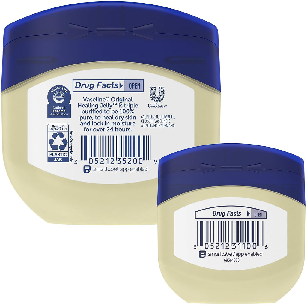 Vaseline Original Petroleum Jelly Variety Pack, 2 Sizes (7.5 Oz & 1.75 Oz) – Hypoallergenic Skin Protectant, Unscented Healing Ointment for Beauty & Personal Care