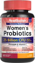 NewRhythm Vaginal Probiotics for Women, with Pineapple Powder, Vitamin C, Natural Vaginal PH Balance, Immune Support & Digestive Health, Vegan, 60 Capsules