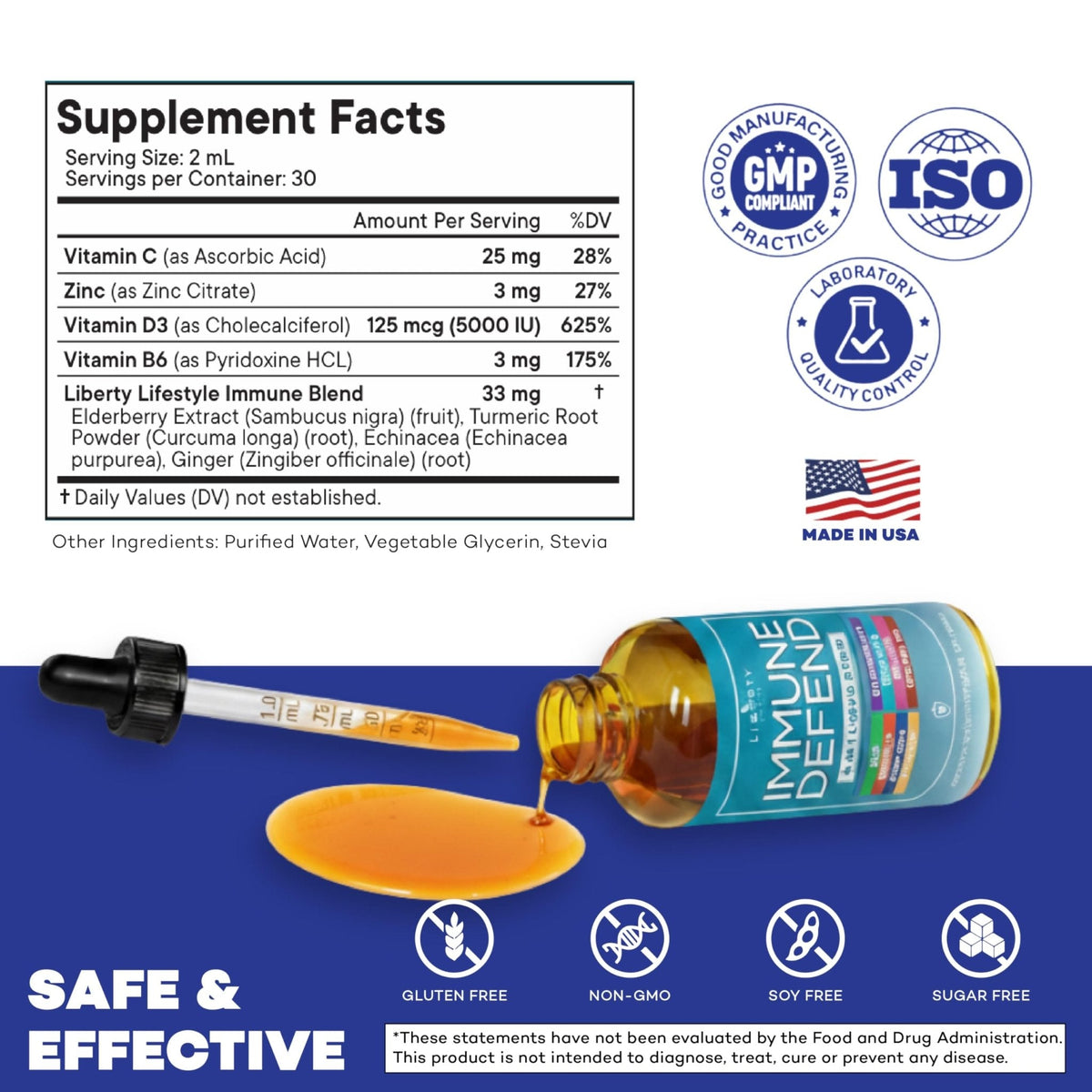 8-in-1 Immune Support Liquid Drops – Elderberry, Turmeric Curcumin, Echinacea, Ginger, Vitamins C & D3, Zinc & B6 – Fast-Absorbing Immune & Antioxidant Support – Vegan, Non-GMO – 4 oz - PrimeBioHealth - canada supplements