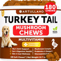 Turkey Tail for Dogs, Mushroom Supplement for Canine - 180 Soft Chews - All Dog Breeds and Ages - Multivitamins