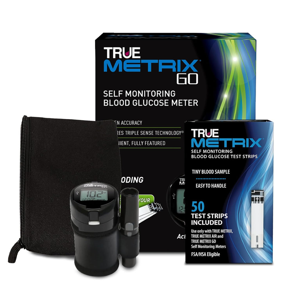 TRUE METRIX GO Meter Value Kit, Blood Glucose Monitor and Testing Supplies | Includes Blood Glucose Meter, Case, 50 Test Strips, Lancing Device - Fast, Easy Testing Supplies for Home Use and Travel