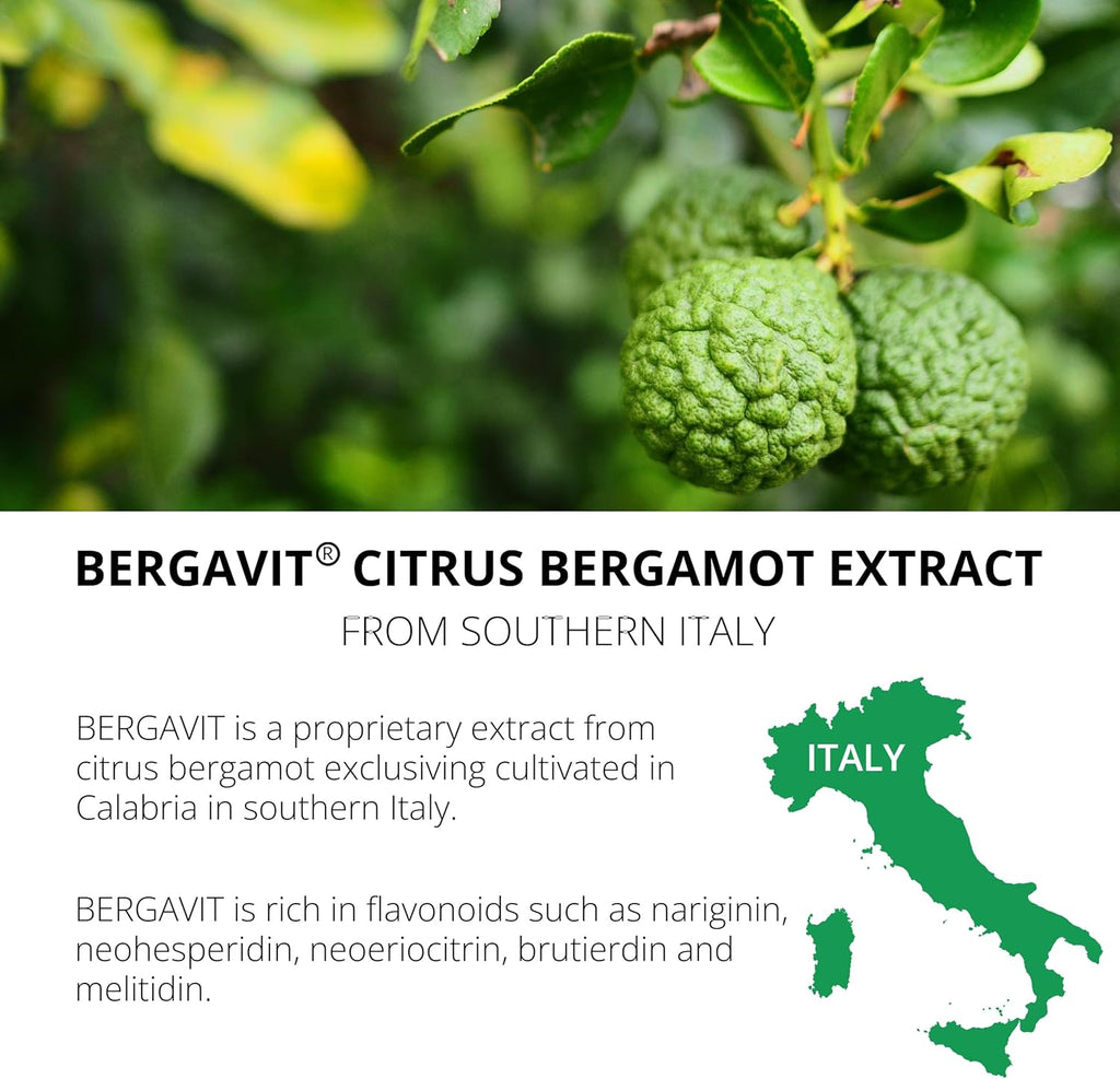 UpNourish BERGAVIT Citrus Bergamot Cholesterol Supplement - Italian Citrus Bergamot Extract 550mg for Women and Men 90 Vegan Capsules