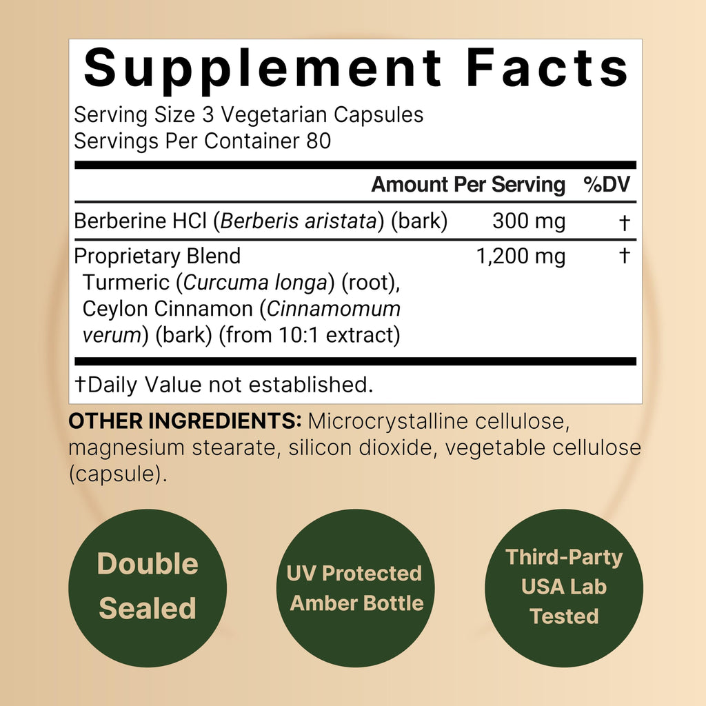 NatureBell Berberine Supplement 1,500mg with Ceylon Cinnamon & Turmeric Root, 240 Veggie Capsules | 97% Pure Berberine HCL | Supports Balanced Sugar Levels & Heart Health | Vegan, Non-GMO
