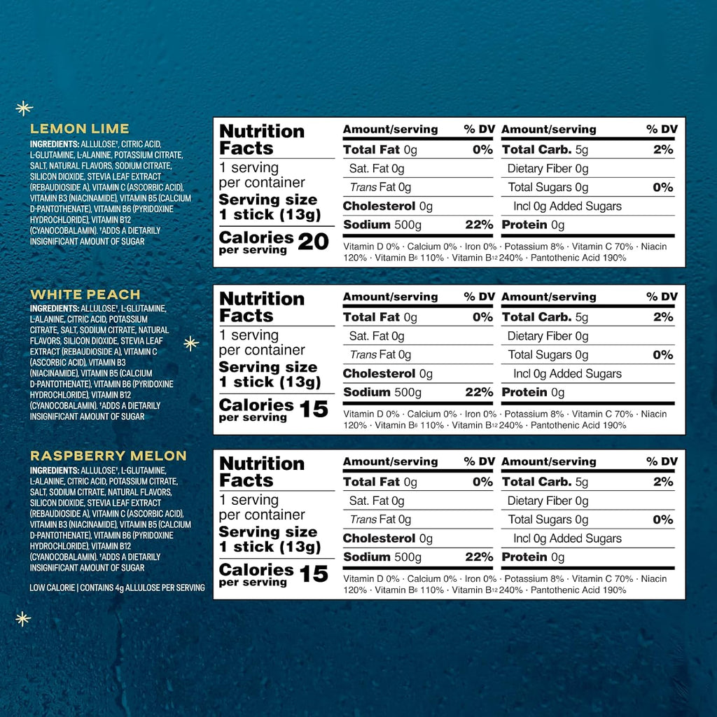 Liquid I.V.® Hydration Multiplier Sugar-Free Sample Pack- Raspberry Melon, Lemon Lime, and White Peach - 4 Pack (12 Sticks)