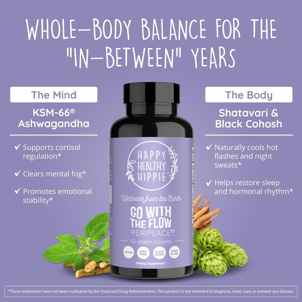 Happy Healthy Hippie PeriPeace Supplements for Women & Organic Maca Root Capsules