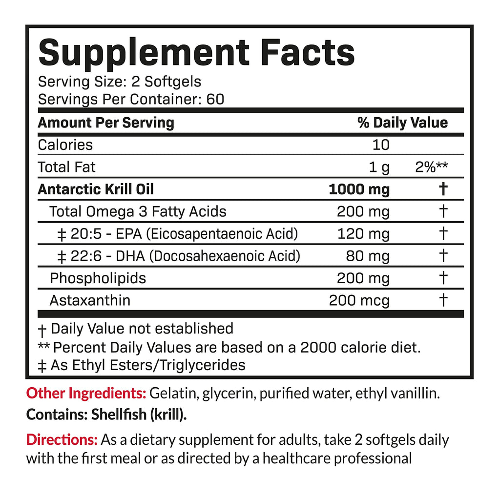 Futurebiotics Antarctic Krill Oil 1000mg with Omega-3s EPA, DHA, Astaxanthin and Phospholipids - Premium Krill Oil Heavy Metal Tested, Non GMO – 90 Softgels (45 Servings)
