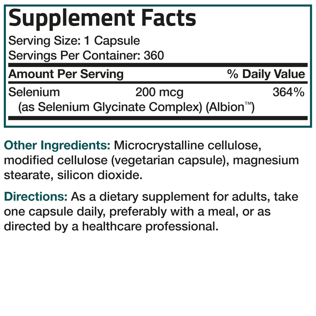 Bronson Selenium 200 mcg Albion Chelated Amino Acid Complex, 250 Capsules | Yeast-Free Essential Trace Mineral, Immune, Prostate & Metabolism Support, Vegetarian, Non-GMO, Gluten-Free & Soy-Free