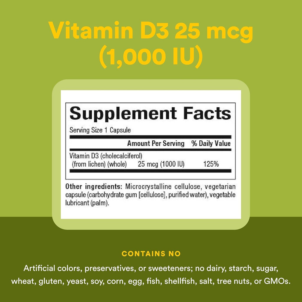 Natural Factors Whole Earth & Sea Vitamin D3 - Dietary Supplement Supports Strong Bones & Joints - Aids Calcium Absorption - Vegan & Non-GMO - 90 Vegetarian Capsules (90 Servings)