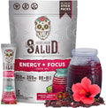 Salud 2-in-1 Energy + Focus Drink Mix, Hibiscus | Organic Caffeine, B6 + B12, Theanine, Clean Energy Packets, Agua Fresca Mix, Non-GMO, Gluten Free, 1g of Sugar (15 Servings)
