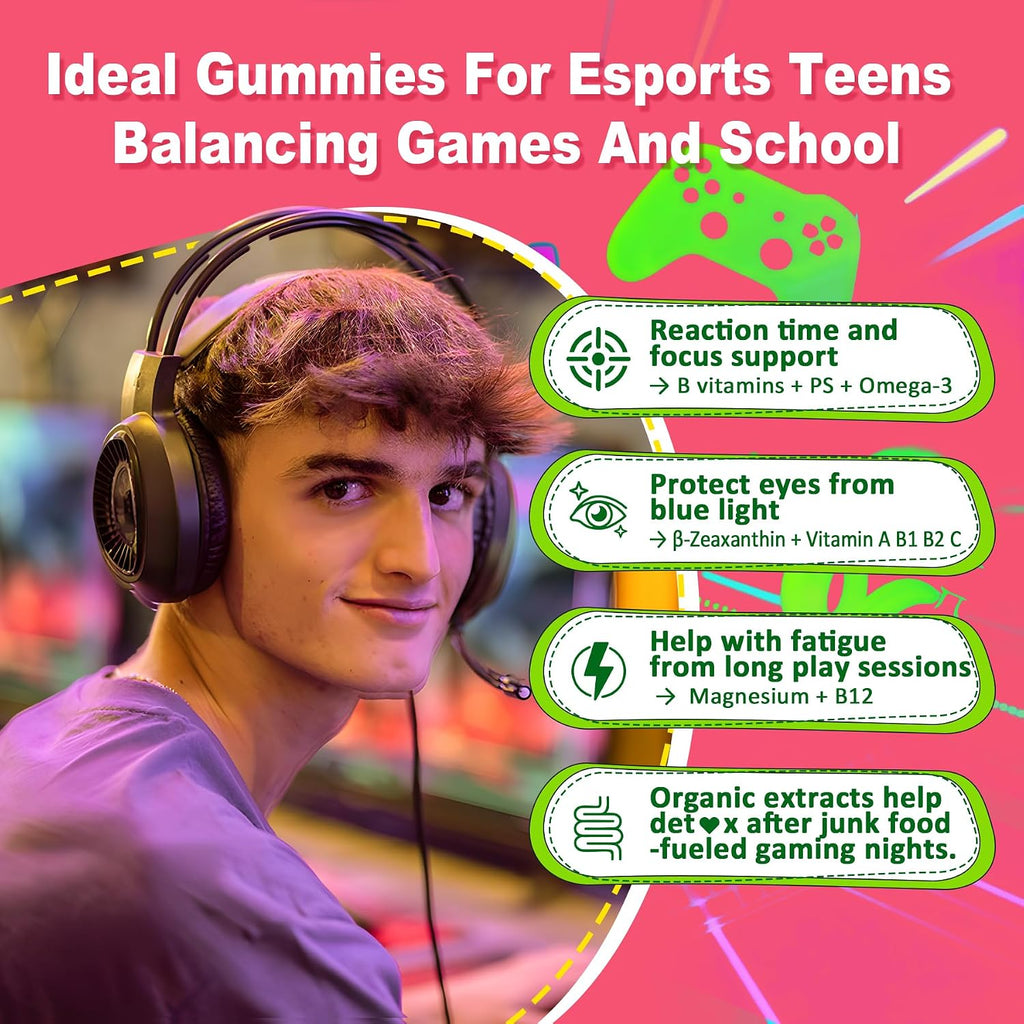 Nextdia Multivitamin Gummies with Iron for Teen Boys Girls 12-17, Kids/Children & Teenagers Ages 10–19 Vitamins w/Omega 3, Magnesium + Zinc, Multi-Minerals for Adolescent Brain, Bone, Energy, Immune