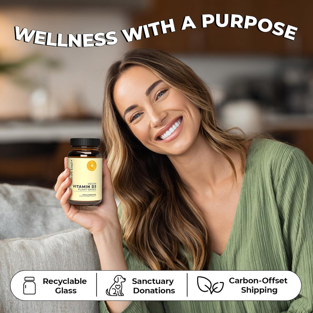 Future Kind Vitamin D3 2500 IU for Bone and Muscle Function, Vitamin D Vegan Supplement from Plant Lichen, Non-GMO, Sugar Free, Pure Vitamin D3, Promotes Natural Resilience, 30 Capsules