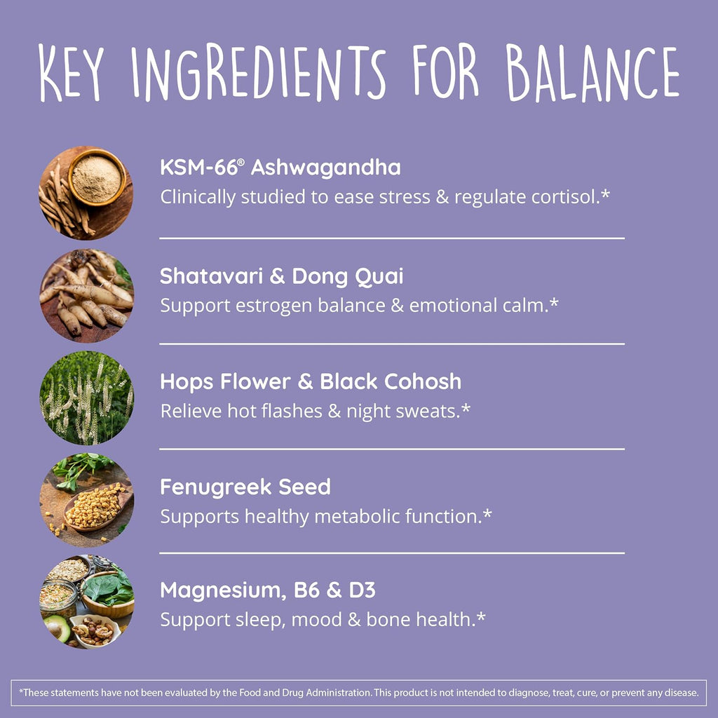 Happy Healthy Hippie PeriPeace Supplements for Women & Organic Ashwagandha Capsules