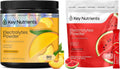 KEY NUTRIENTS Electrolytes Powder Bundle, Tropical Peach Mango 90 Servings Jar + Juicy Watermelon 20 Count Packets, Sugar Free Hydration Travel Drink Mix with Vitamins & Minerals, No Calories