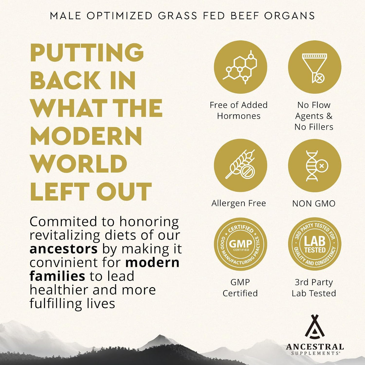 Ancestral Supplements MOFO & Vanilla Protein Bundle for Men – Supports Strength, Energy, Hormone Health & Recovery – Grass Fed Beef Organ Blend with 20g Protein, Gut Health Support & Organic Mushrooms