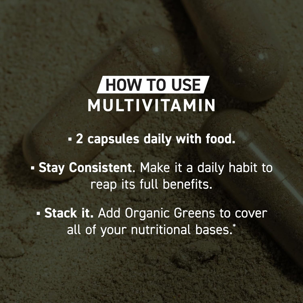 Kaged Multivitamin Capsules | Unflavored | Whole Foods Organic Fruits & Veggies | Plant Based Vegan Multivitamin | Vitamin C, D, E, B12 | Supplements for Men & Women | 30 Servings