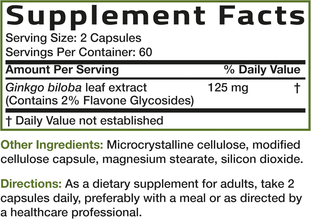 Bronson Ginkgo Biloba Extra Strength Brain & Memory Support 120 Capsules | Vegetarian, Non-GMO, Gluten Free, Soy Free, Memory, Cognitive & Brain Health Support