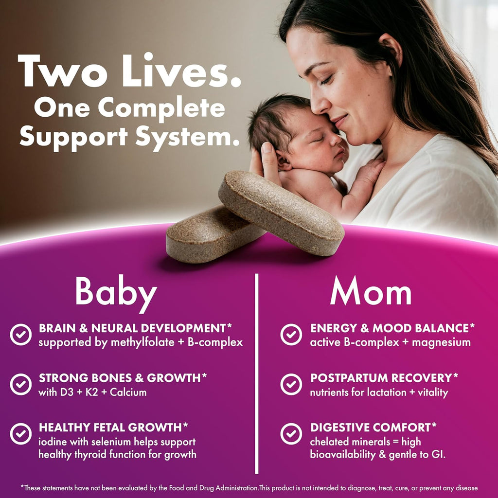 by INDICAID Prenatal Vitamins for Women- Sophisticated Folate and 18 Vitamins and Minerals for Neural Tube Support & Fetal Brain Development, Gluten-Free, Dairy-Free & Soy-Free - 30 Servings