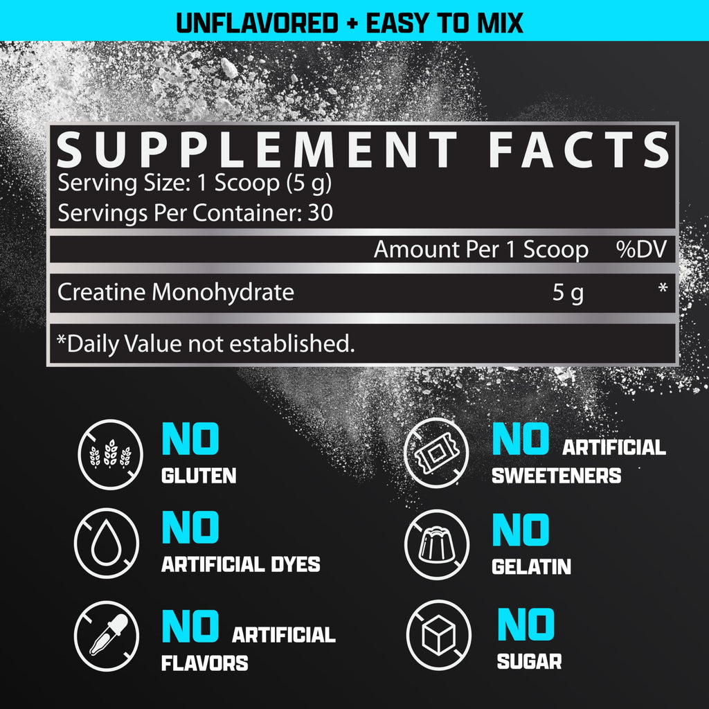 Nutrex Research Micronized Creatine Monohydrate Powder - 200 Servings (1KG) Pure, Unflavored Creatine Monohydrate Supplement for Muscle Gain, Strength and Performance, 5G Per Serv (2.2lbs)