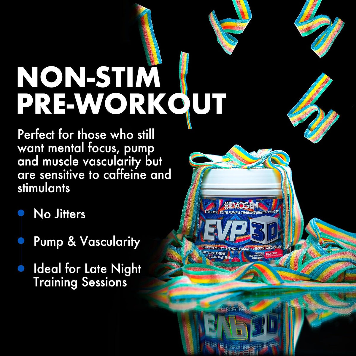 Evogen EVP 3D Amino K.E.M. Bundle – Stim Free Pre Workout Powder & EAA/BCAA Pump Volumizer for Muscle Growth, Hydration & Performance | Sour Candy