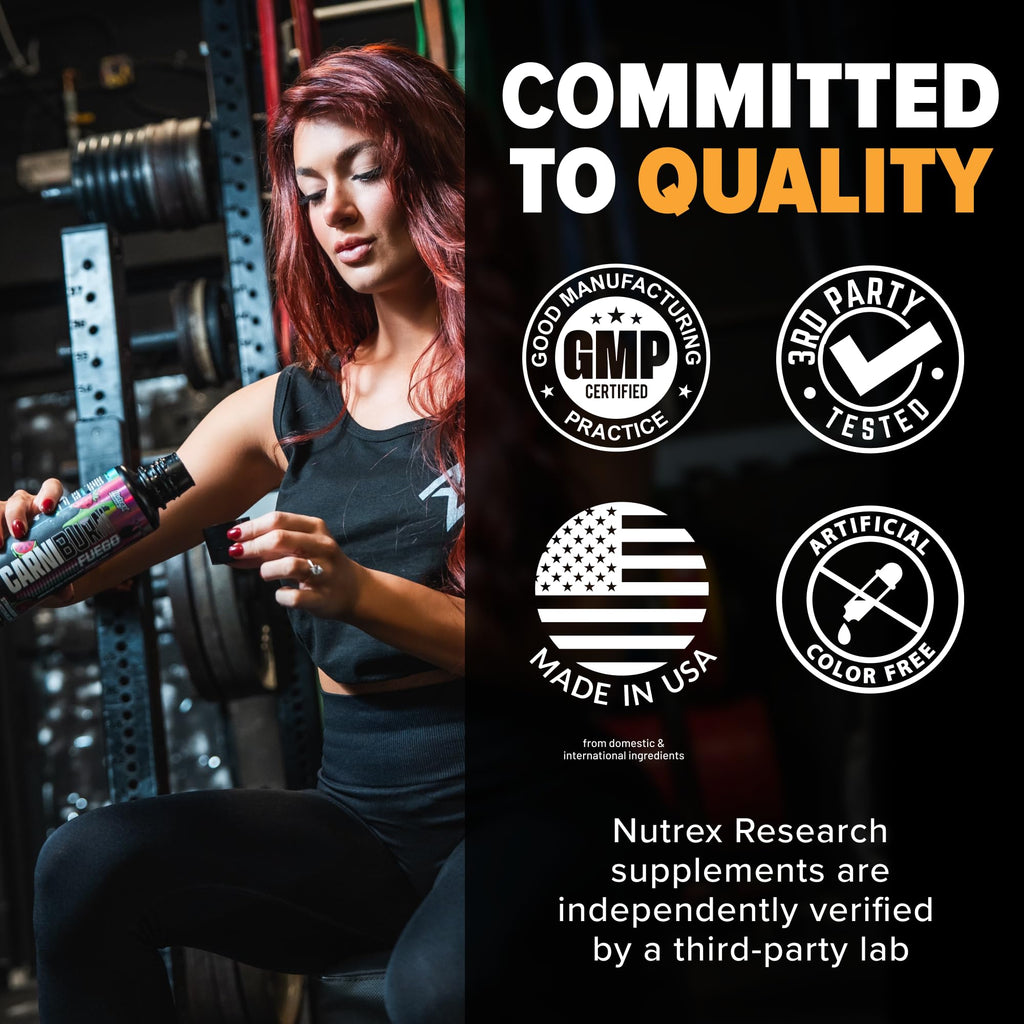 Nutrex Research Carniburn Liquid L Carnitine 3000mg – Thermogenic Liquid Fat Burner for Men & Women with MitoBurn, InnoSlim, GBBGO - Stimulant Free Metabolism Booster - Strawberry Watermelon 31 SV
