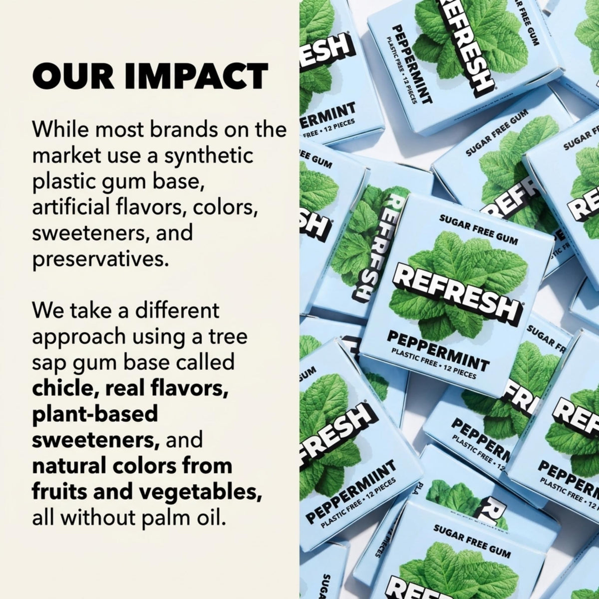 Refresh Sugar Free Chewing Gum with Xylitol, Garden Mint, 12 Pack