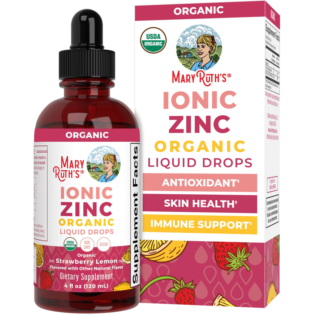 MaryRuth's Organic Liquid Zinc Supplement for Kids & Adults | Immune Support | Skin Health | Antioxidant | Cellular Metabolism | Zinc Sulfate | Vegan | Non-GMO | Sugar Free | Gluten Free | 4 oz