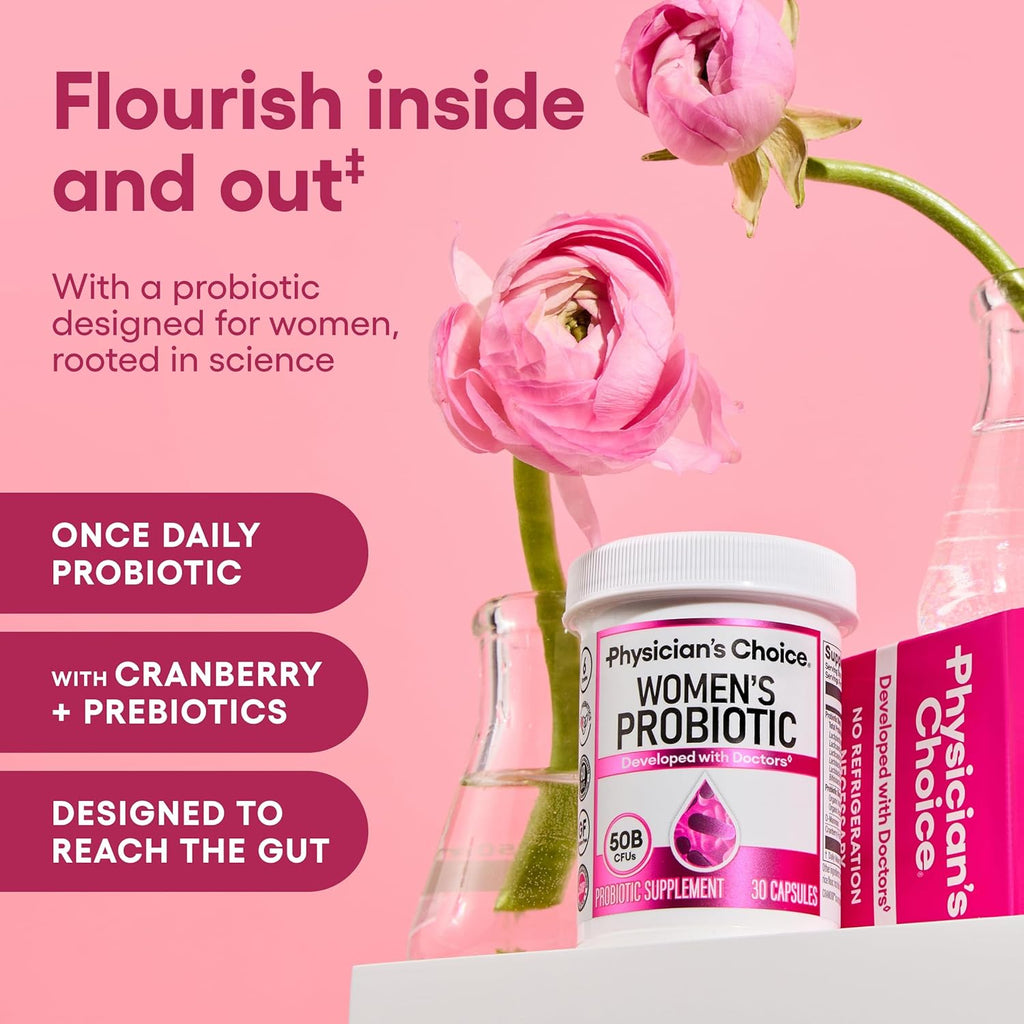 Physician's CHOICE Women’s Probiotic 30ct + Bloat & Gas Probiotic 30ct - Advanced Digestive Health Bundle for Women