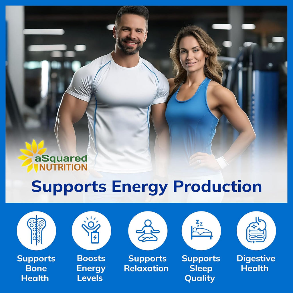 aSquared Nutrition Magnesium Glycinate 400mg - 180 Tablets - Max Strength Magnesium Bisglycinate Supplement -Maximum Bioavailability & Absorption-Non-GMO -Not Buffered-Supports Muscles, Bones & Heart