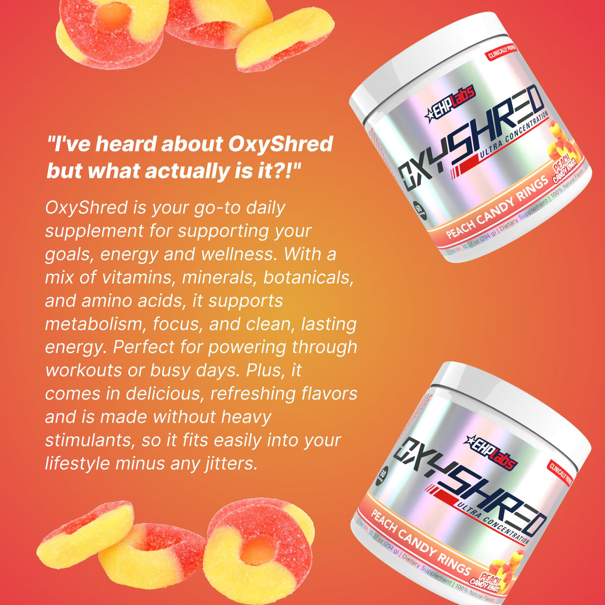 EHP Labs OxyShred Pre Workout Powder - Preworkout Powder with L Glutamine & Acetyl L Carnitine, Energy Boost Drink - Cosmic Blast, 60 Servings