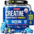 Thinbi Creatine Gummies for Women & Men, Monohydrate, Blueberry, 120 Count