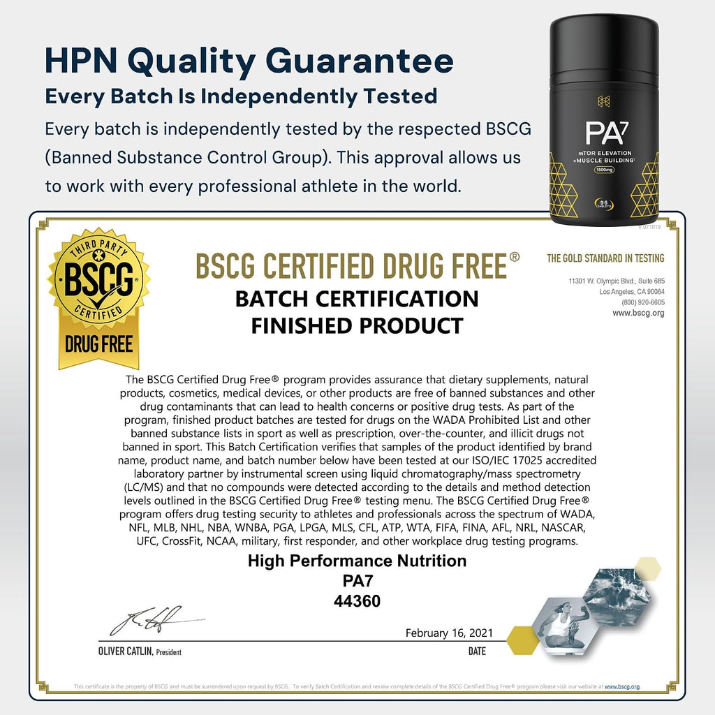 HPN PA(7) Phosphatidic Acid for Muscle & Strength, 96 Tablets | Mediator phosphatidic acid with L-leucine supports protein synthesis, lean muscle and strength from training; 96 Tablets.
