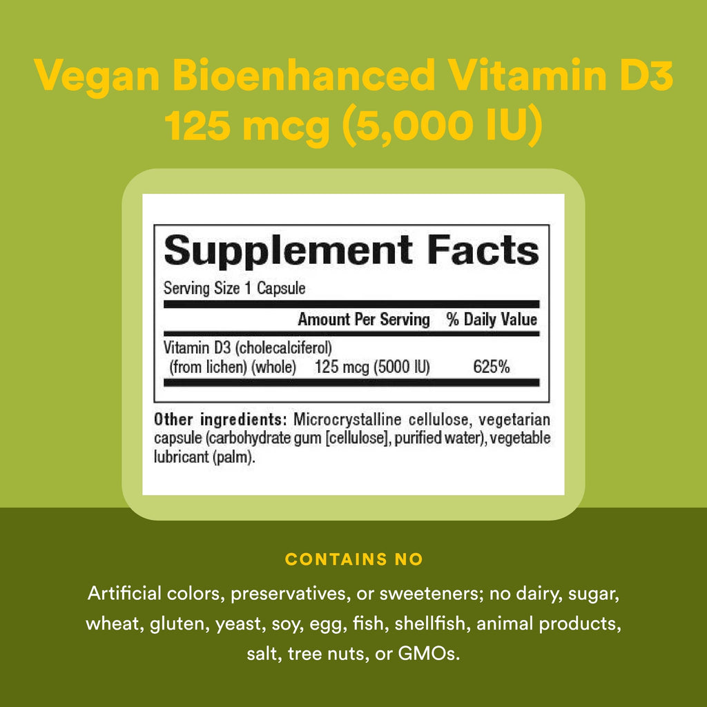 Natural Factors Whole Earth & Sea Vitamin D3 - Dietary Supplement Supports Strong Bones & Joints - Aids Calcium Absorption - Vegan & Non-GMO - 90 Vegetarian Capsules (90 Servings)